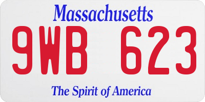 MA license plate 9WB623