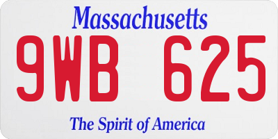 MA license plate 9WB625