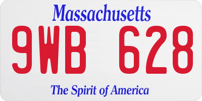 MA license plate 9WB628