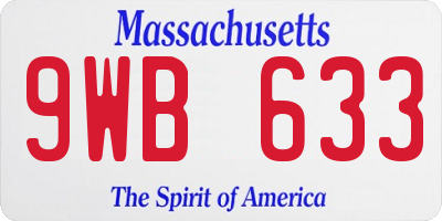 MA license plate 9WB633