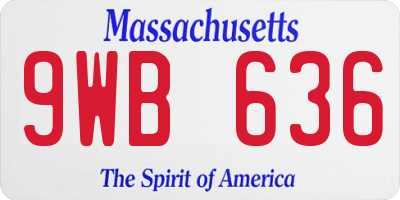 MA license plate 9WB636