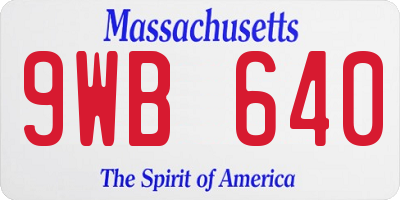 MA license plate 9WB640