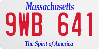 MA license plate 9WB641