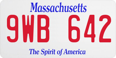 MA license plate 9WB642