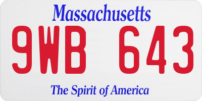 MA license plate 9WB643
