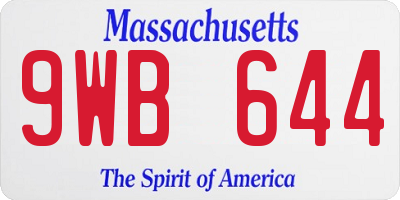 MA license plate 9WB644