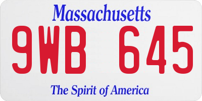 MA license plate 9WB645