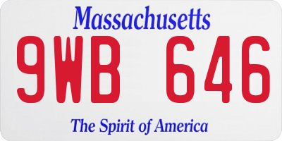 MA license plate 9WB646