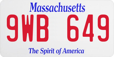 MA license plate 9WB649