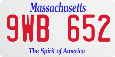 MA license plate 9WB652