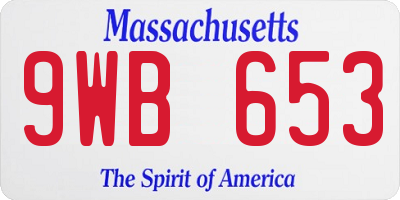 MA license plate 9WB653