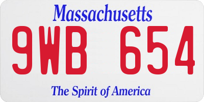 MA license plate 9WB654