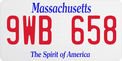 MA license plate 9WB658