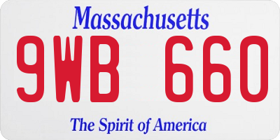 MA license plate 9WB660