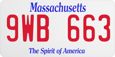 MA license plate 9WB663