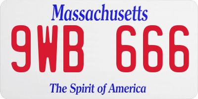 MA license plate 9WB666