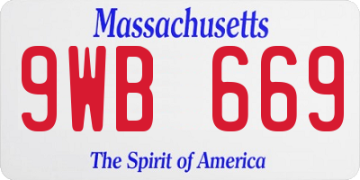 MA license plate 9WB669