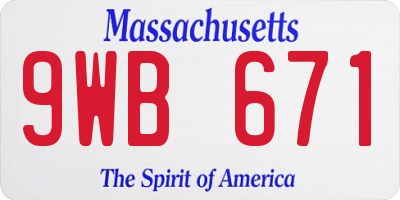MA license plate 9WB671