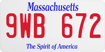 MA license plate 9WB672