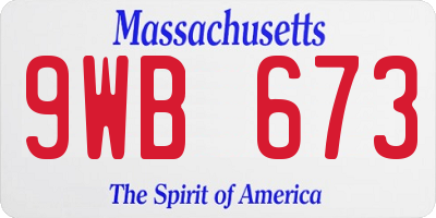 MA license plate 9WB673