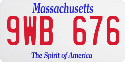 MA license plate 9WB676