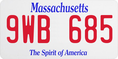 MA license plate 9WB685