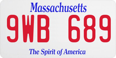 MA license plate 9WB689