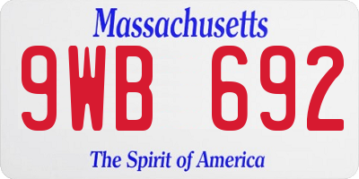 MA license plate 9WB692