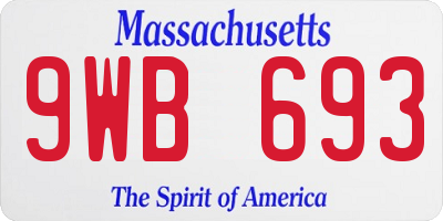 MA license plate 9WB693