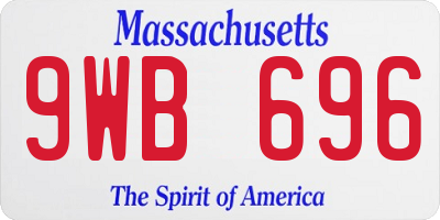 MA license plate 9WB696