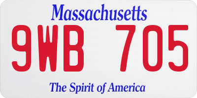 MA license plate 9WB705
