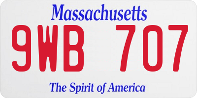 MA license plate 9WB707