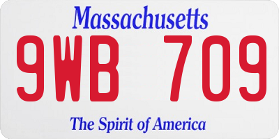 MA license plate 9WB709