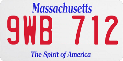 MA license plate 9WB712