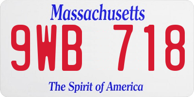 MA license plate 9WB718