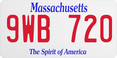 MA license plate 9WB720