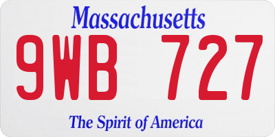 MA license plate 9WB727