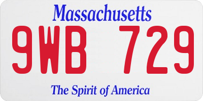 MA license plate 9WB729