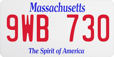 MA license plate 9WB730