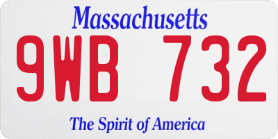 MA license plate 9WB732