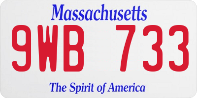 MA license plate 9WB733