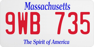 MA license plate 9WB735