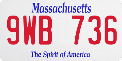 MA license plate 9WB736