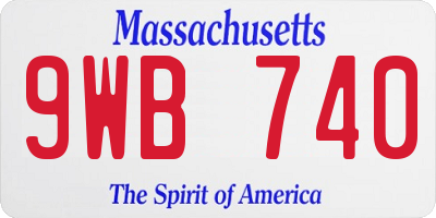 MA license plate 9WB740