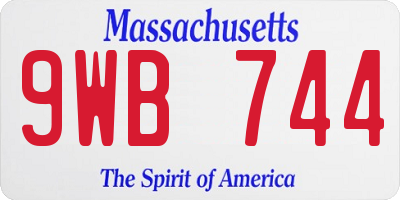MA license plate 9WB744