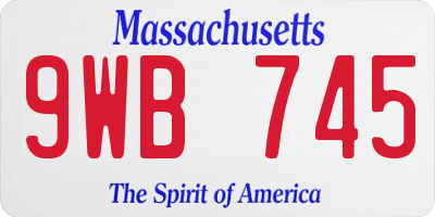 MA license plate 9WB745