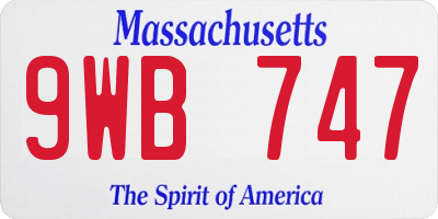 MA license plate 9WB747