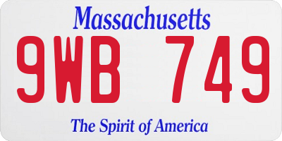 MA license plate 9WB749