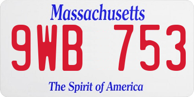 MA license plate 9WB753