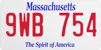 MA license plate 9WB754